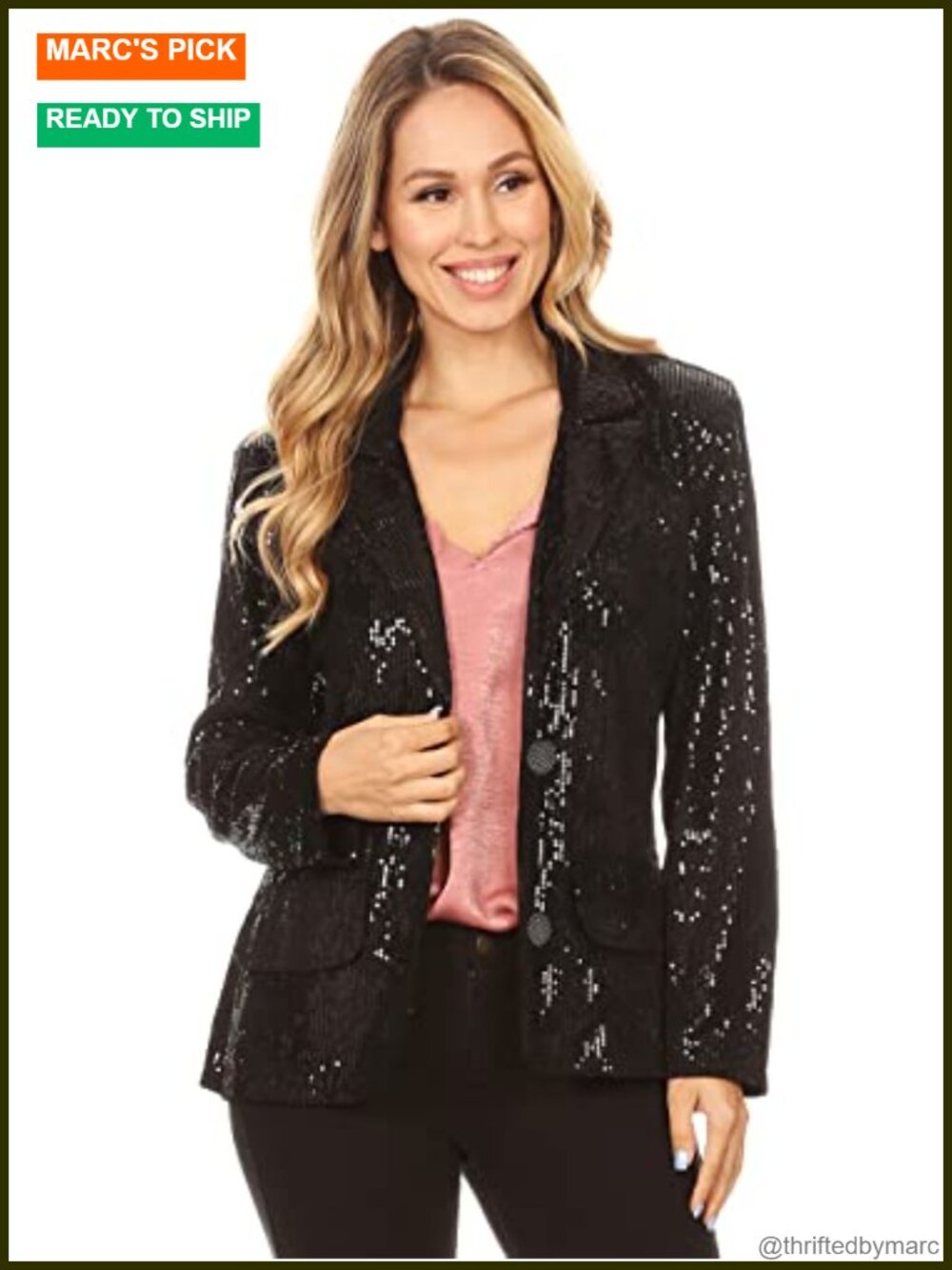 Sequin Open Front Long Sleeve Blazer Jacket Sparkle Evening Party Formal